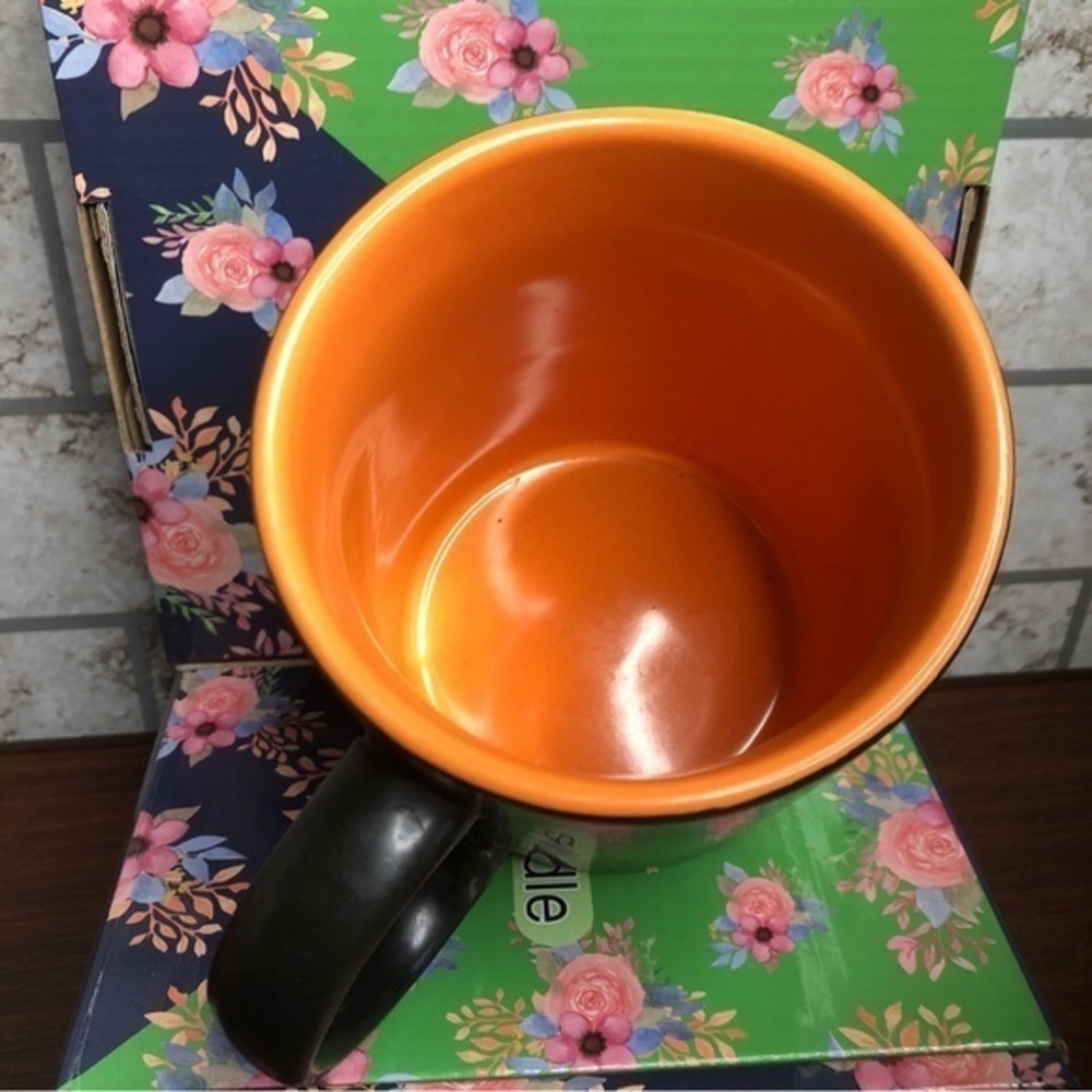Starbucks 2007 12 oz coffee mug chalkboard black and orange - Picture 6 of 7